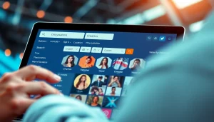 Search OnlyFans by name with an engaging digital interface showcasing diverse profiles and filters.