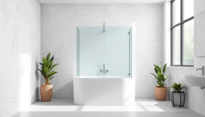 Duschkabine 90x90 in einer modernen Badezimmerumgebung mit elegantem Design und sanftem Licht.