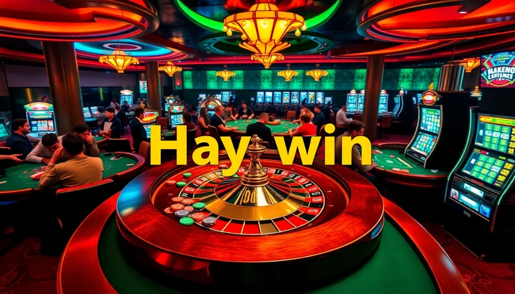 Experience high-stakes gaming action with Hay win vibes at this luxurious casino scene.
