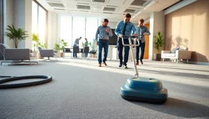 Efficient commercial carpet cleaning in an office, showcasing spotless results and professional equipment.