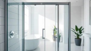 Elegant shower doors enhancing a modern bathroom's aesthetic with sleek design and clarity.