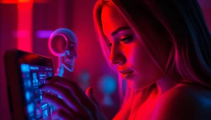 Engaging with an nsfw ai chatbot in a modern digital space with vibrant visuals and intimate atmosphere.