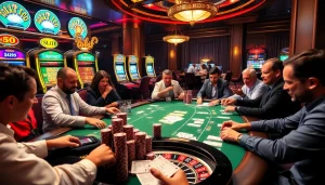 Rasakan sensasi kemenangan Datuk di meja poker kasino mewah dengan chip dan kartu yang berwarna-warni.