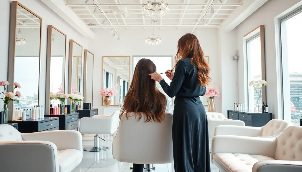 Salon coafura modern cu stilist dedicated, iluminare naturala si decor elegant.