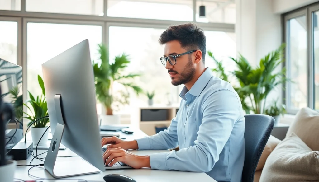 zirvegrupbilgisayar alanında çalışan profesyonel bir kişi modern ofis ortamında.