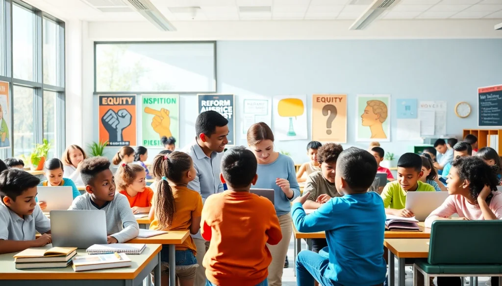 Education-focused classroom scene illustrating innovative learning and equity
