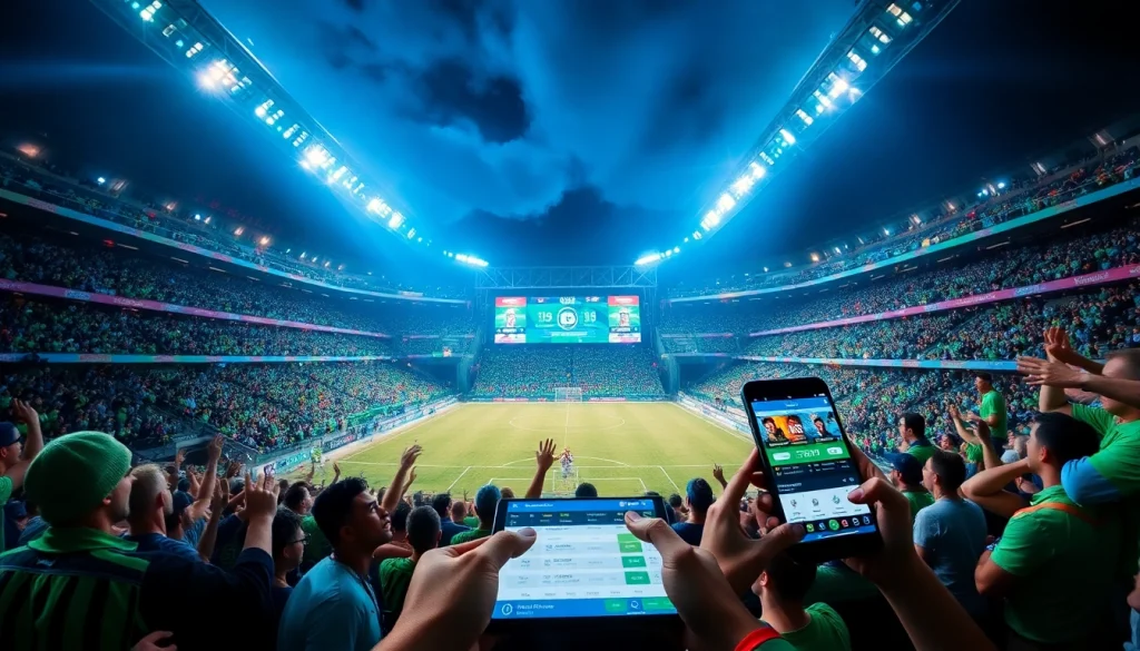 Exciting sports betting atmosphere at a dynamic event, showcasing 토토스토리 engagement.