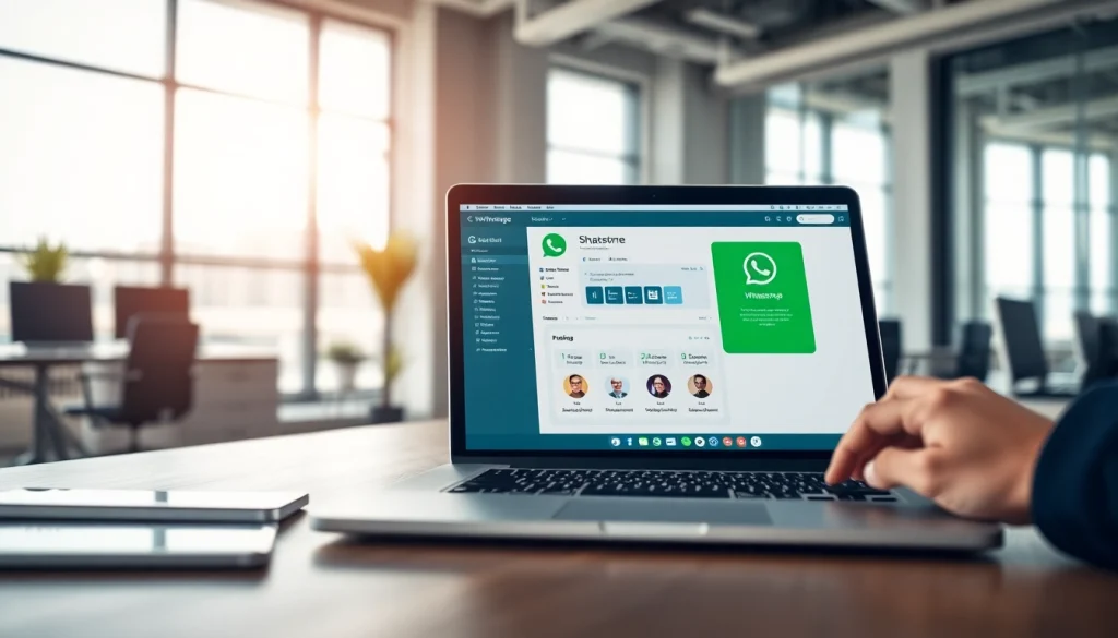 Utilize WhatsApp Smart CRM in an engaging workspace setting with modern technology.