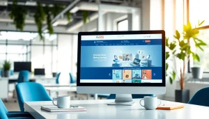 Dynamic layout of an ecommerce website essex on a modern office computer screen.