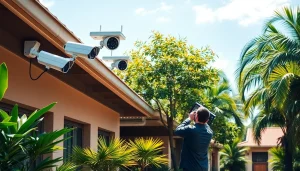 Instalación avanzada de alarmas de seguridad en un entorno tropical de Guanacaste, destacando profesionalismo e innovación.