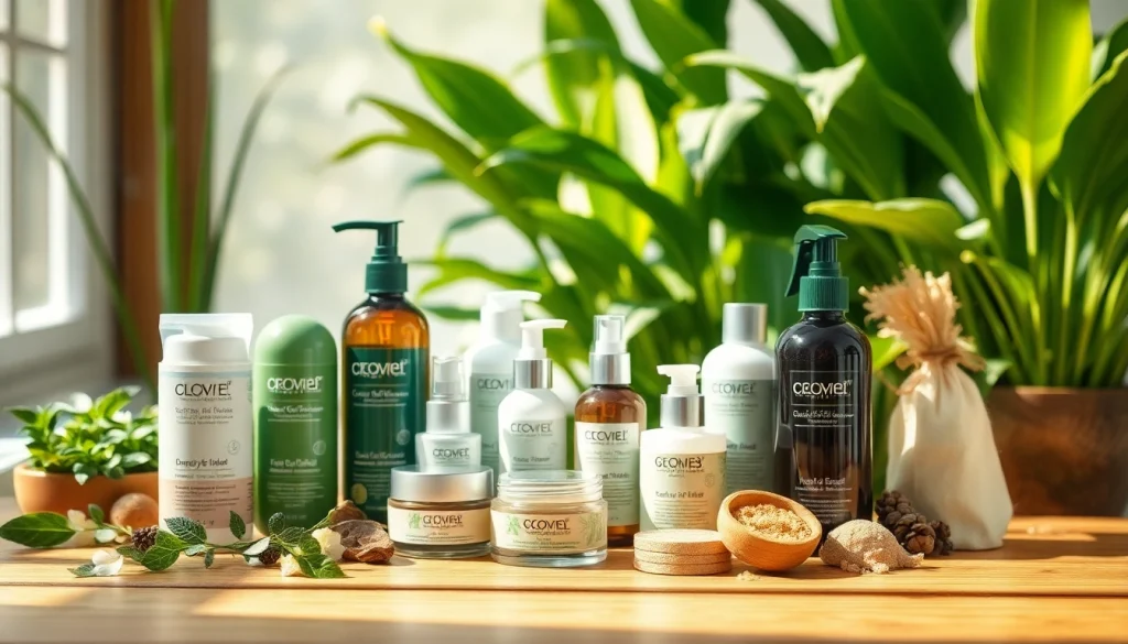 Prikaz prirodne kozmetike na ekološkom stolu s prirodnim sastojcima