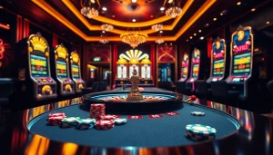 Experience the excitement of high-stakes gambling at F168.group, featuring vibrant casino tables and engaging slot machines.