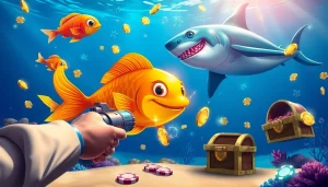 Catching virtual treasure in bắn cá đổi thưởng with colorful fish and an underwater gun.